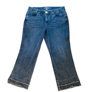 Democracy Jeans AB Technology High Waist Double Fringe Cropped Hem Mid-Blue, 18W